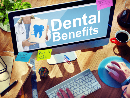 Dental benefits on computer screen