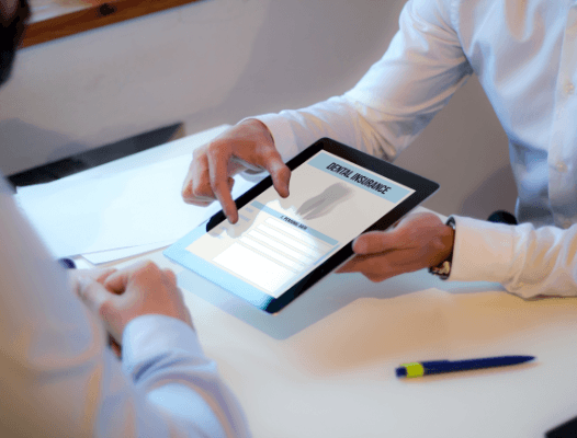 Dental insurance forms on tablet computer