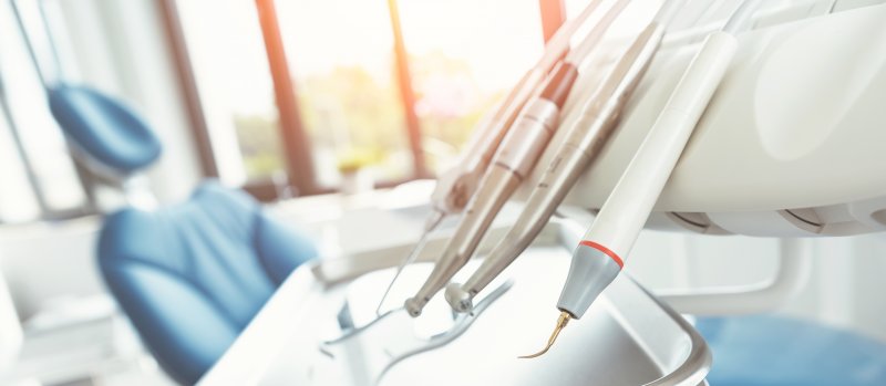 multiple dental tools displayed within a dental office 