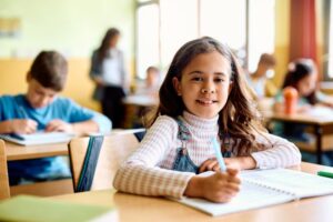 a child taking a test at school