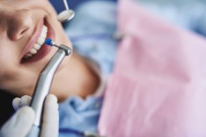 a person receiving a dental cleaning